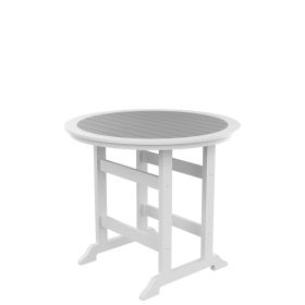 HDPE Bar Table, Dining Table, Patio Set, Counter Height Outdoor White   Gray