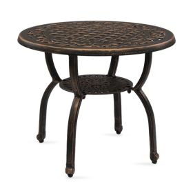 23.6 Inch Grid Lace Courtyard Cast Aluminum Table, Antique Bronze Color