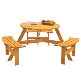 6-Person Outdoor Wooden Picnic Table W 3 Benches For Patio, Backyard, Garden