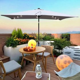 10x6.5ft Rectangular Solar LED Patio Umbrellas With Crank & Push Button Tilt