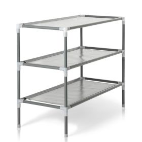 Combination Type Simple Shoe Rack No Dust Cover 3 Layers 9 Pairs High Foot Shoe Rack Gray Tube