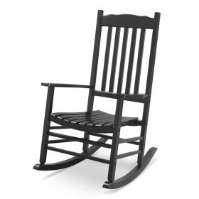 Black Poplar Wavy Wooden Rocking Chair With Armrests