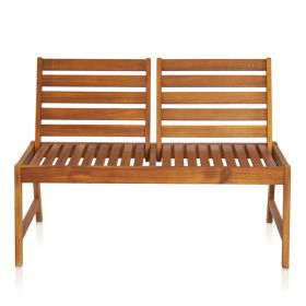 49.6in Back Adjustable Wooden Bench Acacia Wood In Wood Color