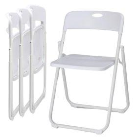 4pcs White Seat Plate Iron Frame Patio Plastic Folding Chair