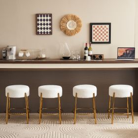 24" Tall, Round Bar Stools, Set of 2 - Contemporary upholstered dining stools for kitchens