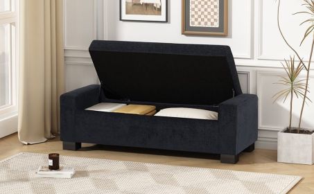 50" Ottoman Bench in Textured Fabric, Rectangular Design with Hinged Lid for Seating, Footrest, and Hidden Storage, Perfect for Living Room, Bedr