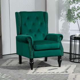 COOLMORE Wood Frame Armchair, Modern Accent Chair Lounge Chair with Sturdy Wood Legs for Living Room Bedroom(Green)