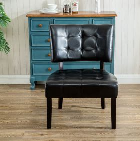 Faux Leather Tufted Accent Chair with Oversized Seating, Black