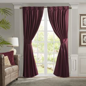 Pleat Curtain Panel with Tieback (Single) Burgundy 52x84"