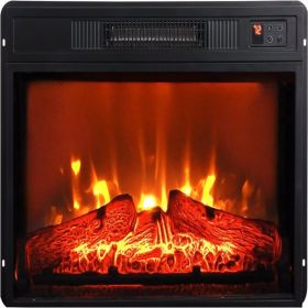 23 Inch Electric Fireplace, 3D Infrared Black Fireplace Electric Heater With Infrared Remote Control, Glass Field Of View, Adjustable Realistic Wood A