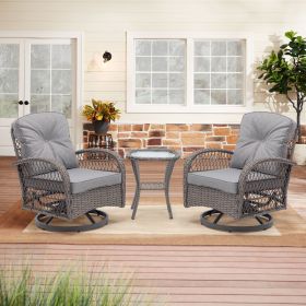 3pc Outdoor Swivel Rocker Patio Chairs 360  Rocking Set With Thick Cushions