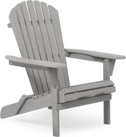 Outdoor Wooden Folding Adirondack Chair Set Of 2 - Solid Cedar Wood