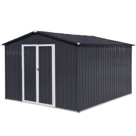 Metal Garden Sheds 10ftx8ft Outdoor Storage Sheds White Coffee With Window