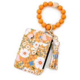 Women's Floral Print Leather Card Bag (Option: 10 Yellow)