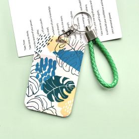 Green Plant Series Simple Fashion Lanyard Card Cover (Option: 4 Pieces Monstera Deliciosa-Green hand rope)