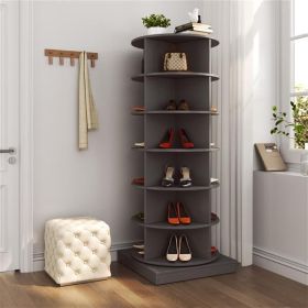 Grey 360 Rotating Shoe Cabinet 6 Layers (Color: Grey)