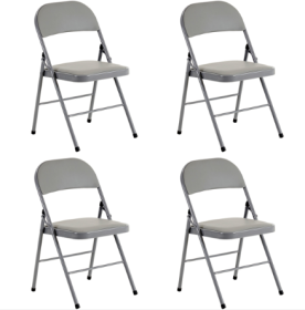 4PCS Upholstered Folding Chair 40x45x78cm (Color: Grey)