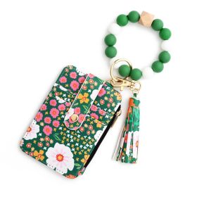 Women's Floral Print Leather Card Bag (Option: 9 Green)