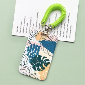 Green Plant Series Simple Fashion Lanyard Card Cover (Option: 4 Pieces Monstera Deliciosa-Green spring rope)