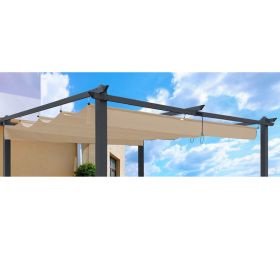 Replacement Canopy Top Cover Fabric For 13 X 10 Ft Outdoor Patio Retractable Pergola Sun-shelter Can (Color: Khaki)