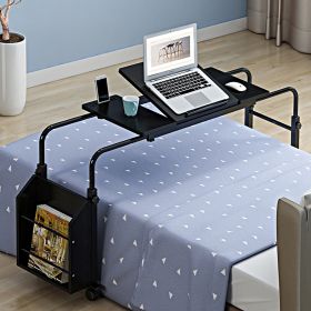 Adjustable Laptop Cart Mobile Computer Desk Overbed Writing Table with Wheels 02# (Option: 1.2m-black)