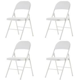 4PCS Upholstered Folding Chair 40x45x78cm (Color: White)