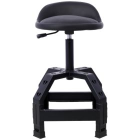 Pneumatic 360 Degree Swivel Stool, Mechanics Rolling Creeper Seat, Heavy Duty Mechanics Stool, Red (Color: Black)