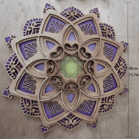 1pc Mandala Wooden Decorative Lamp Yoga Room LED Night Light Multilayered Laser Cut Carved Light Wall Decor For Home Living Room Bedroom Ornament (Color: Purple)