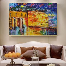 Handmade Wailing Wall Jerusalem Landscape Oil Paintings On Canvas Wall Art Decoration Modern Abstract Picture Home   Living Room hallway bedroom (size: 60x90cm)