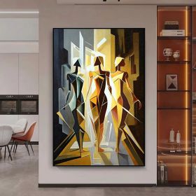 Handmade Oil Painting Woman Abstract Painting On Canvas Line Art Colorful Modern Wall Art Acrylic Painting Art Figure Painting For Home Decor (Style: 01, size: 60x90cm)