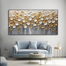 Original Gold Floral Abstract Handmade Oil Painting Designer Limited Gold Leaf Painting Modern Light Luxury Canvas Wall Art Room Wall Home Decor (Style: 01, size: 80x160cm)