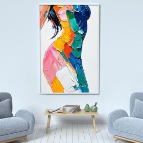 Original Colorful Woman Texture Canvas Oil Painting Abstract Model Girl Painting Large Portrait Female Body Wall Art Living Room Home Decor (Style: 01, size: 140x210cm)