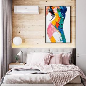 Original Colorful Woman Texture Canvas Oil Painting Abstract Model Girl Painting Large Portrait Female Body Wall Art Living Room Home Decor (Style: 01, size: 70x100cm)