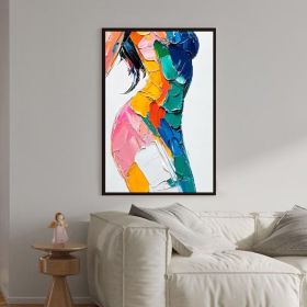 Original Colorful Woman Texture Canvas Oil Painting Abstract Model Girl Painting Large Portrait Female Body Wall Art Living Room Home Decor (Style: 01, size: 60x90cm)