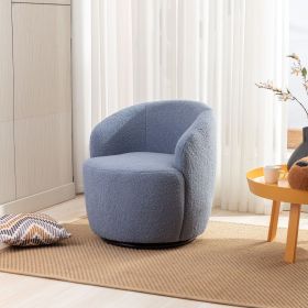 fabric swivel accent armchair barrel chair with black powder coating metal ring (Color: Light Blue)