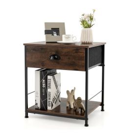 Bedroom Living Room 2-tier Nightstand Bedside End Sofa Coffee Table (Color: Brown, Type: StyleA)