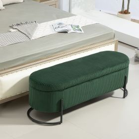 COOLMORE Storage Ottoman,Bedroom End Bench,Upholstered Fabric Storage Ottoman with Safety Hinge, Entryway Padded Footstool (Color: as Pic)