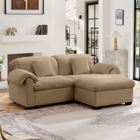 2 Seater Deep Seat Cloud Like Sectional Couch With Storage Space Under Each Seat, Modular Sectional Sofa with Storage Reversible Ottoman (Color: as Pic)