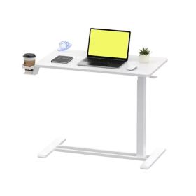 Mobile Computer Desk Height Adjustable Side Table (Color: White, Type: Side Table)