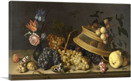 Still Life of Flowers, Fruit, Shells, and Insects 1629 (Type: Standard Framed Canvas Print, size: 40" x 26" / 100cm x 65cm (approx))