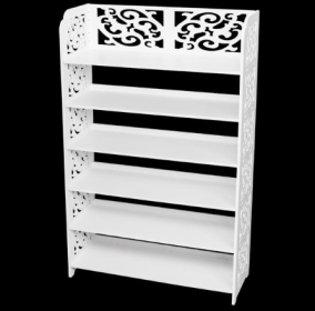 Wood Plastic Board -6-story Carved Shoe Rack (Color: White)