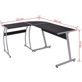 vidaXL Corner Desk L-Shaped Black (Option: as picture)